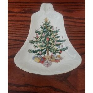 Vintage Lefton China Christmas Hand Painted Bell Shape Tray‎